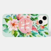 Paradise Floral Watercolor Monogram Case-Mate iPhone Hülle (Rückseite (Horizontal))