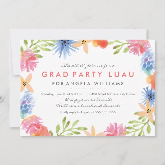 Paradise Grad Luau Invite Einladung (Vorderseite)
