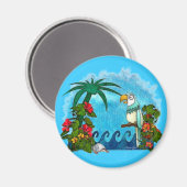 Paradise HAWAII Parrot & Hibiskus Magnet (Vorderseite/Rückseite)