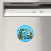 Paradise HAWAII Parrot & Hibiskus Magnet (In Situ (Geschirrspüler))