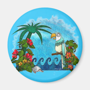 Paradise HAWAII Parrot & Hibiskus Magnet