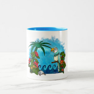 Paradise HAWAII Parrot & Hibiskus Zweifarbige Tasse