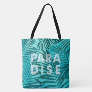 Paradise Hawaiian Palms Tropical in Aquamarin Tasche