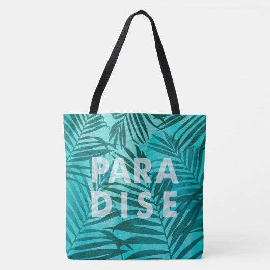 Paradise Hawaiian Palms Tropical in Aquamarin Tasche (Vorderseite)