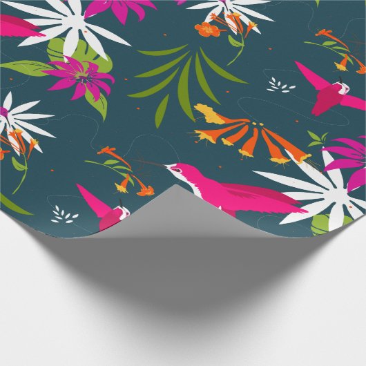 Paradise Hummingbird Gemustert Geschenkpapier (Ecke)