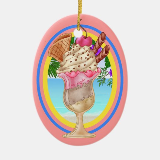 Paradise Ice Cream Sundae Keramik Ornament (Vorne)