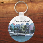 Paradise Island Bahamas Farbenfrohe Gebäude Schlüsselanhänger (Vorderseite)