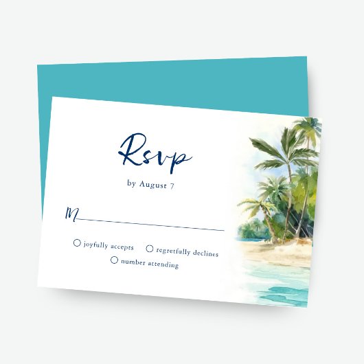 Paradise Island Tropical Beach Wedding RSVP Card Karte