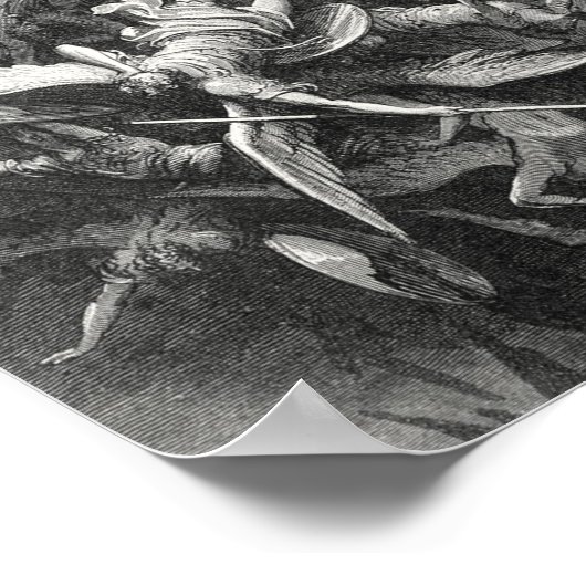 Paradise Lost Fall der Rebellen Engel Gustave Dore Poster (Ecke)