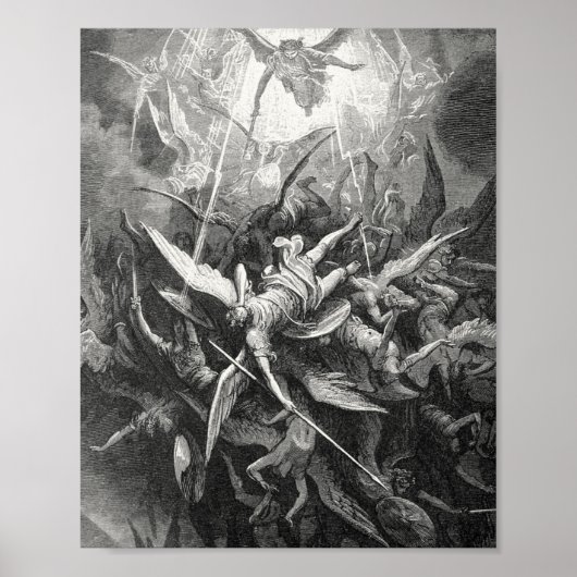 Paradise Lost Fall der Rebellen Engel Gustave Dore Poster (Vorne)