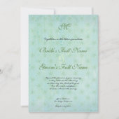 Paradise Love Birds Moderner Blumenwirbel Damask Einladung (Vorderseite)