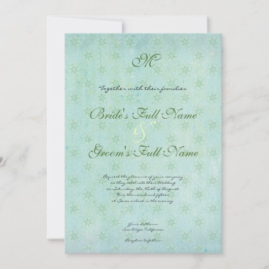 Paradise Love Birds Moderner Blumenwirbel Damask Einladung (Vorderseite)