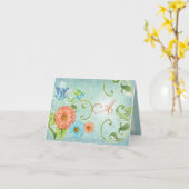 Paradise Love Birds Moderner Blumenwirbel Damask Karte (Gelbe Blume)