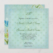 Paradise Love Vögel Moderner Blumenwirl Damask Einladung (Vorne/Hinten)