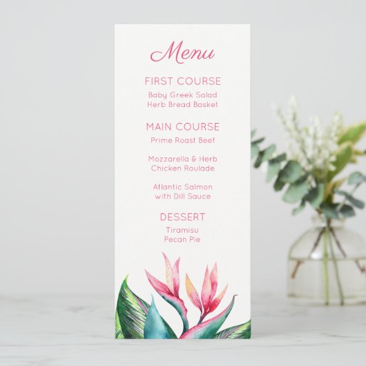 Paradise Monogram Tropical Menus Menükarte (Stehend Vorderseite)