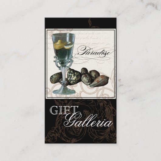 Paradise Muscheln Schwarzer Creme - Geschenkartike Visitenkarte (Vorderseite)