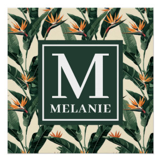 Paradise Muster Persönliches Monogramm Poster