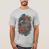 Paradise Nap Tropical Floral Sloth, Cute Vacation T-Shirt (Vorderseite)