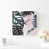 Paradise Palm Fronds Quadratische Wanduhr (Zuhause)