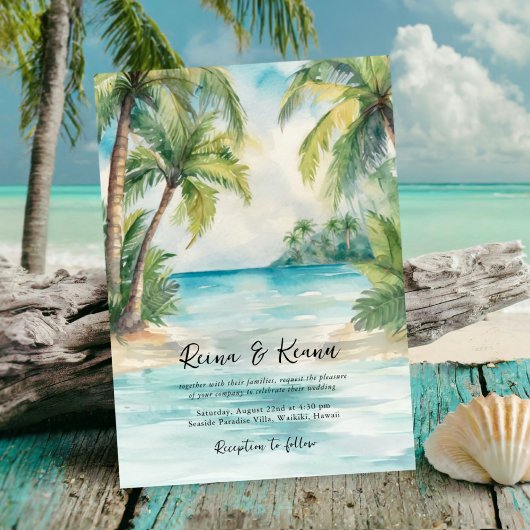 Paradise Palms Tropical Beach Hochzeit Einladung