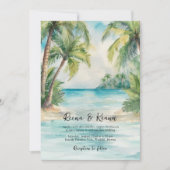 Paradise Palms Tropical Beach Hochzeit Einladung (Vorderseite)