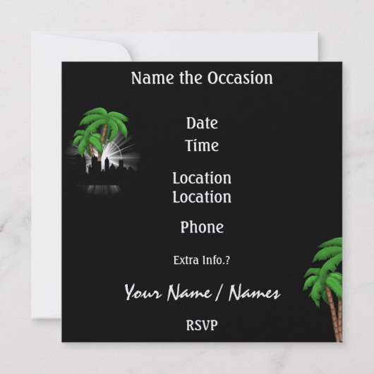 Paradise Party in Style Bright Lights - SRF Einladung (Rückseite)