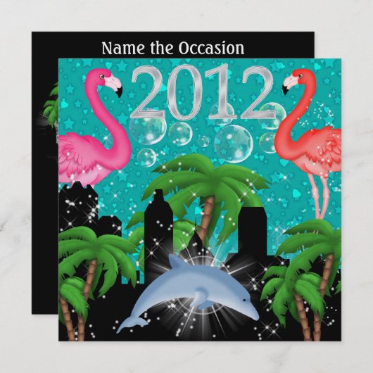 Paradise Party in Style Bright Lights - SRF Einladung (Vorne/Hinten)