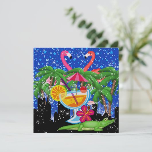 Paradise Party in Style Bright Lights - SRF Einladung (Stehend Vorderseite)