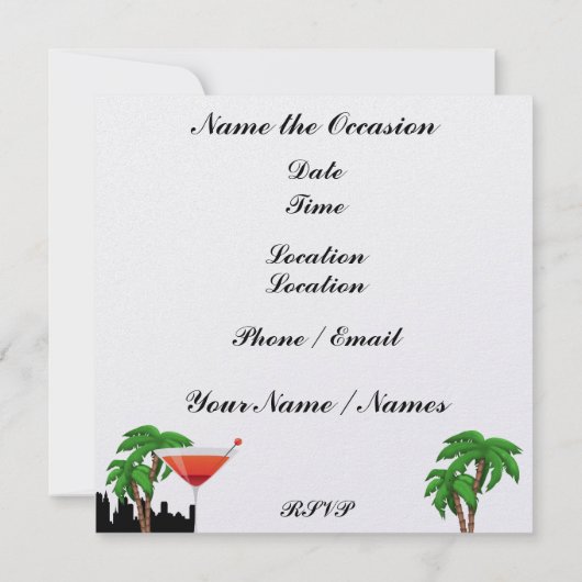 Paradise Party in Style Bright Lights - SRF Einladung (Rückseite)