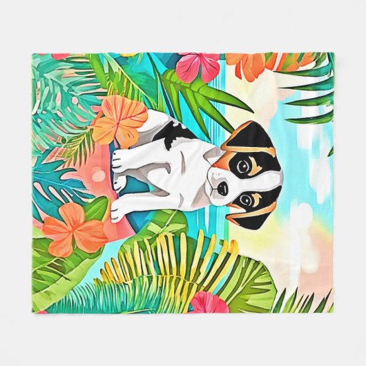 Paradise Puppy Design Fleecedecke (Vorderseite (Horizontal))