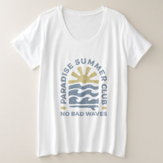 Paradise Summer Club Retro Wellen Große Größe T-Shirt