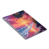 Paradise Sunset | Pink Tropical Watercolor Beach Notizblock (Rechte Seite)