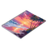 Paradise Sunset | Pink Tropical Watercolor Beach Notizblock (Linke Seite)