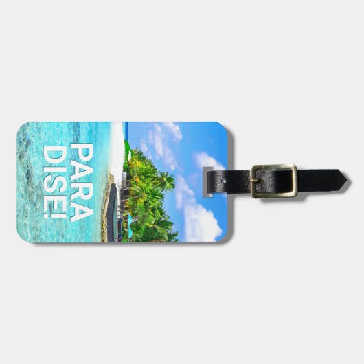 PARADISE Tropical Island, DIY Message Contact info Gepäckanhänger (Vorderseite horizontal)