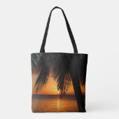 Paradise Tropical Palm Tree Orange Ocean Sunset Tasche (Rückseite)
