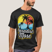 "Paradisk Mose" - Design der tropischen Sunset-Log T-Shirt (Vorderseite)