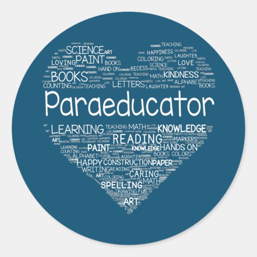 Paraeducator Heart Teacher Paraprofessional Back Runder Aufkleber (Vorderseite)