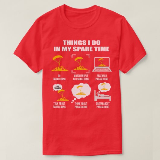 Paragleiten Shirt 6 Dinge, die ich in meiner Freiz (Design vorne)