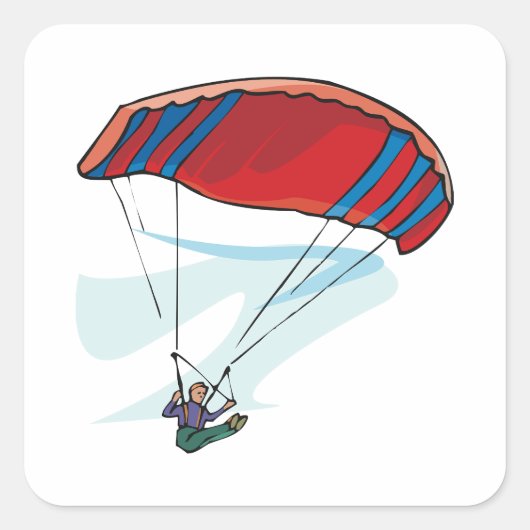 Paraglider Quadratischer Aufkleber (Vorderseite)