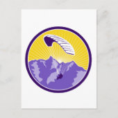Paragliding Alpen Runde Retro Postkarte (Vorderseite)