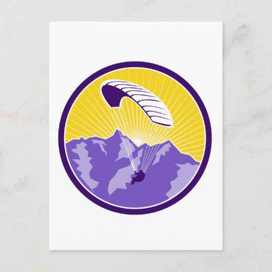 Paragliding Alpen Runde Retro Postkarte (Vorderseite)