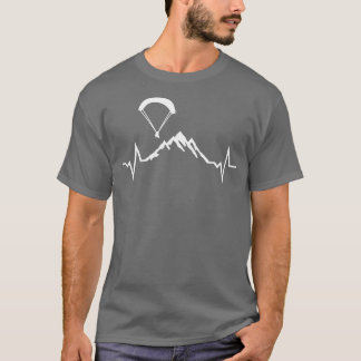 Paragliding Mountains amp ECG Heartbeat T-Shirt