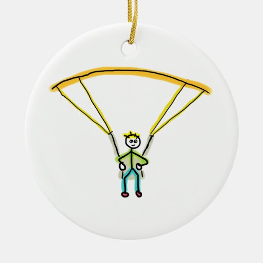 Paragliding Stickman Keramik Ornament (Vorne)