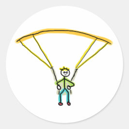 Paragliding Stickman Runder Aufkleber