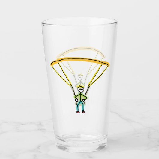 Paragliding-Strichmännchen Glas (Vorderseite)