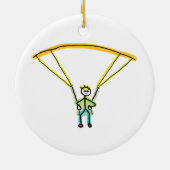 Paragliding-Strichmännchen Keramik Ornament (Hinten)