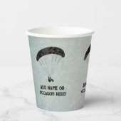 Paragliding-Thema Graues Metall Aussehen männliche Pappbecher (Vorderseite)