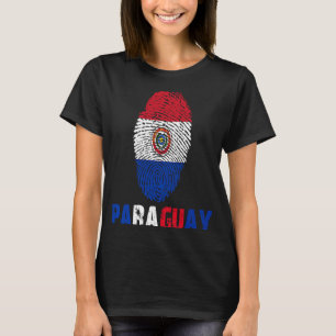 Paraguay Finger Print Flag I Liebe Paraguay Travel T-Shirt