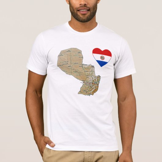 Paraguay Flag Herz und Karte T - Shirt (Vorderseite)