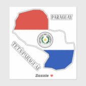 Paraguay Flag Map Kontur Aufkleber (Blatt)